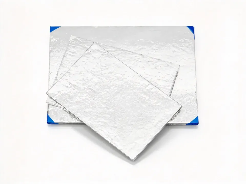 Conventional Supertech vacuum insulation panels with a silver barrier-film envelope