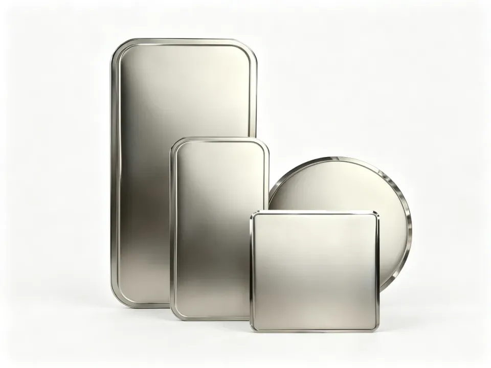 Rectangular and circular Supertech metal Vacuum Armour Panels with smooth metallic enclosures