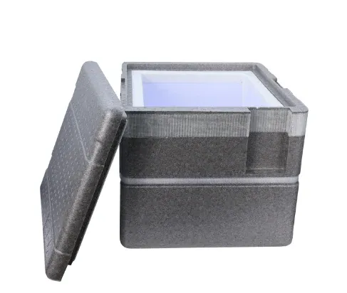 EV series: EPP outer box with the lid removed and inner insulation visible.