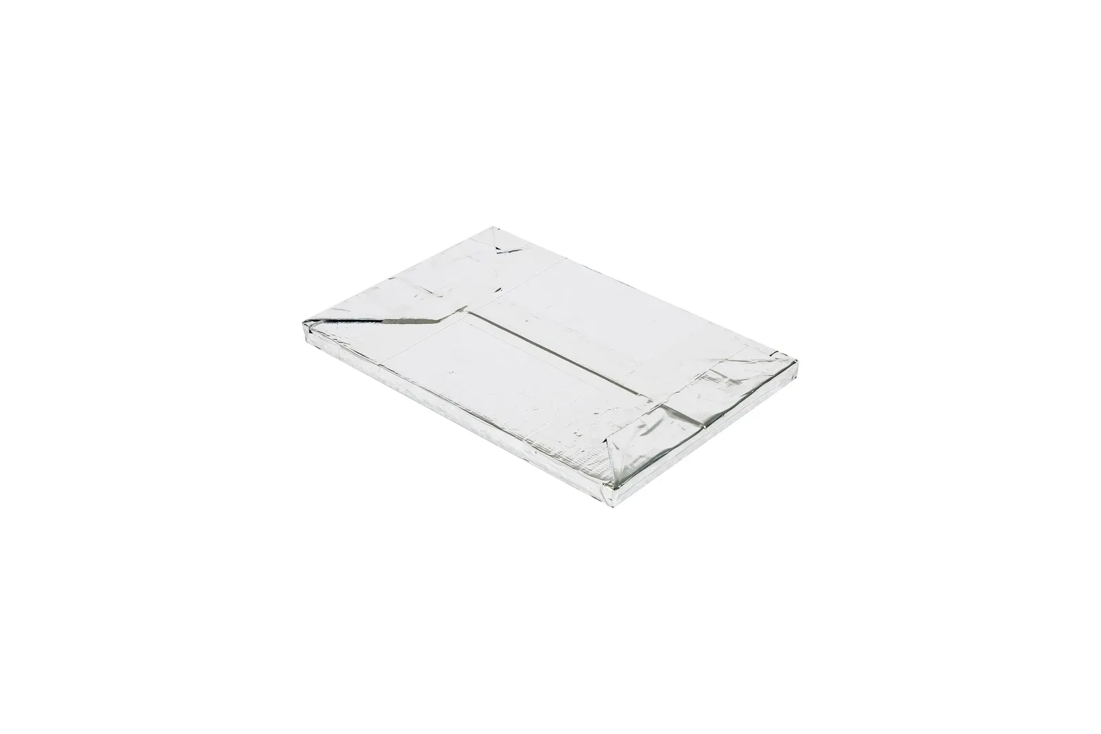Fumed silica VIP shown at an angle with its sealed edges.
